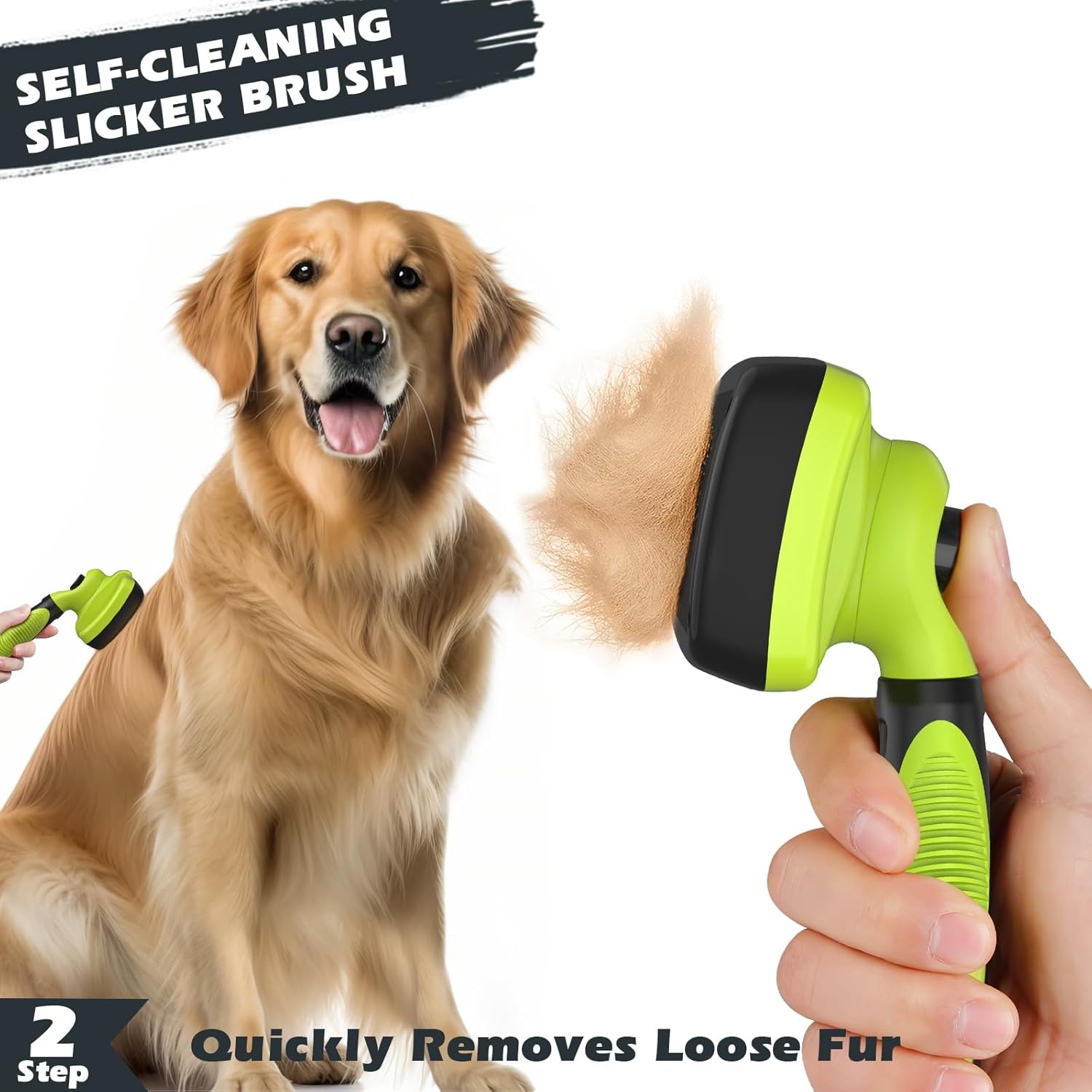 3PCS Self Cleaning Slicker Brush & Pet Grooming Rake & Bath Brush for Dogs,Cats and Horses | Double-Sided Dematting Comb & Skin Friendly Deshedding Grooming Tool | Premium Pet Supplies(Green Black)